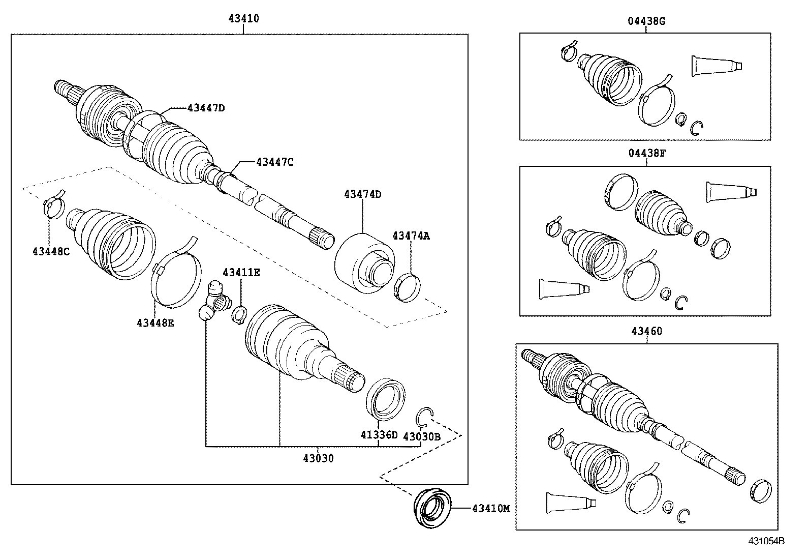 04428-52500 BOOT KIT, FRONT DRIVE SHAFT, IN & OUTBOARD, LH product image