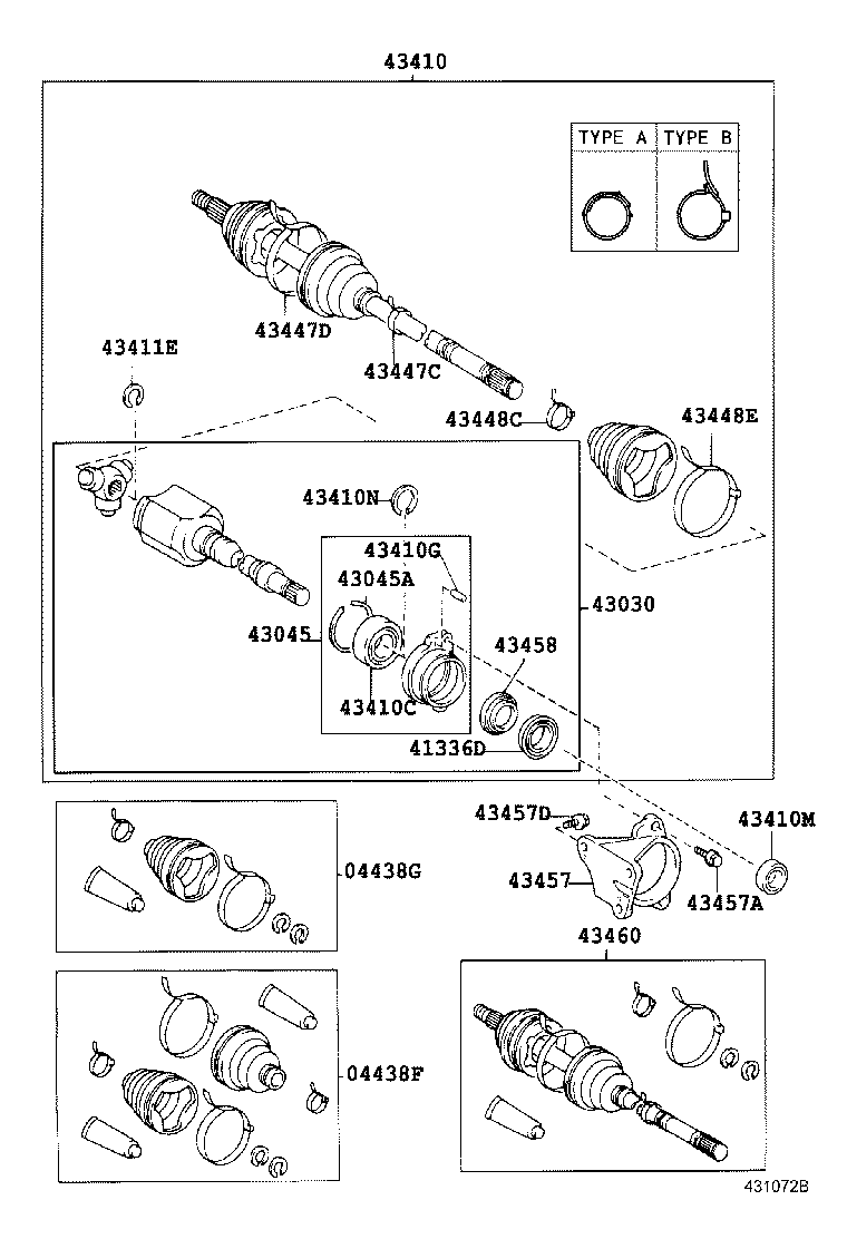 04438-42102 BOOT KIT, FRONT DRIVE SHAFT, IN & OUTBOARD, RH product image