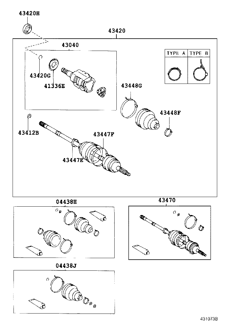 04438-42102 BOOT KIT, FRONT DRIVE SHAFT, IN & OUTBOARD, RH product image