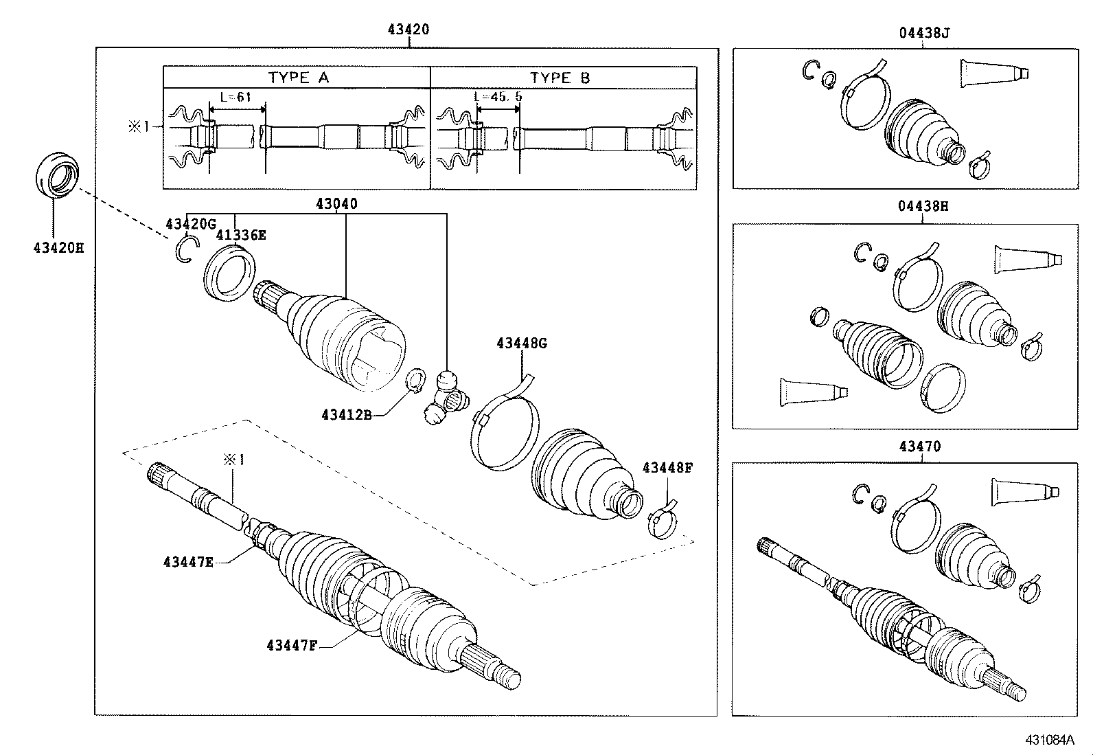 04427-52170 BOOT KIT, FRONT DRIVE SHAFT, IN & OUTBOARD, RH product image
