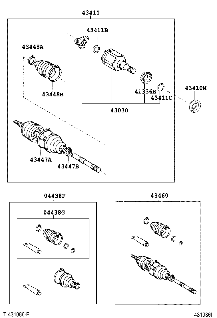 Toyota 43460-69055 SHAFT ASSY, FRONT DRIVE OUTBOARD JOINT, RH
