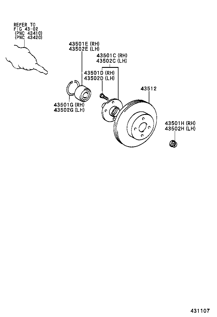 43502-0D030 HUB SUB-ASSY, FRONT AXLE, RH product image