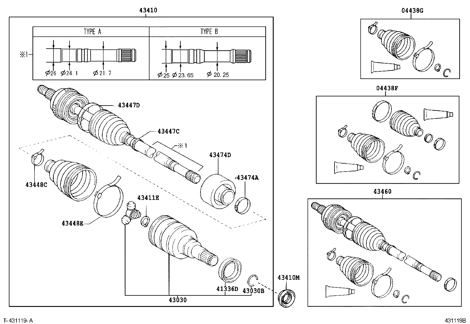 43460-59195 SHAFT ASSY, FRONT DRIVE OUTBOARD JOINT, RH product image