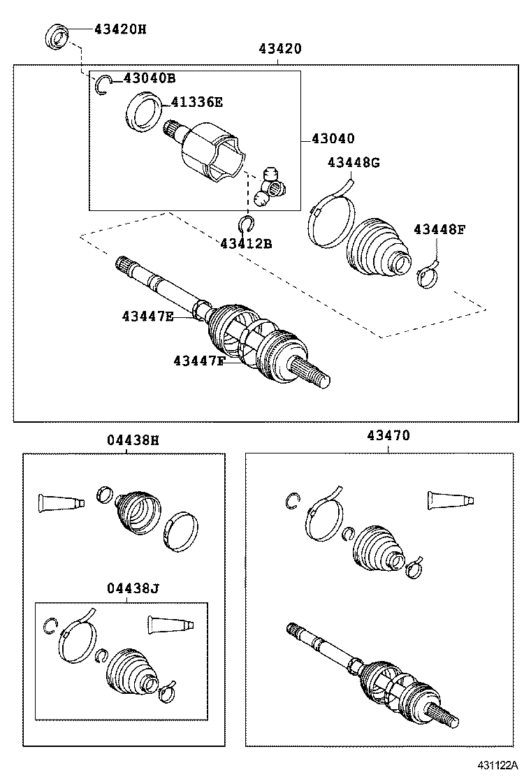 43460-59195 SHAFT ASSY, FRONT DRIVE OUTBOARD JOINT, RH product image
