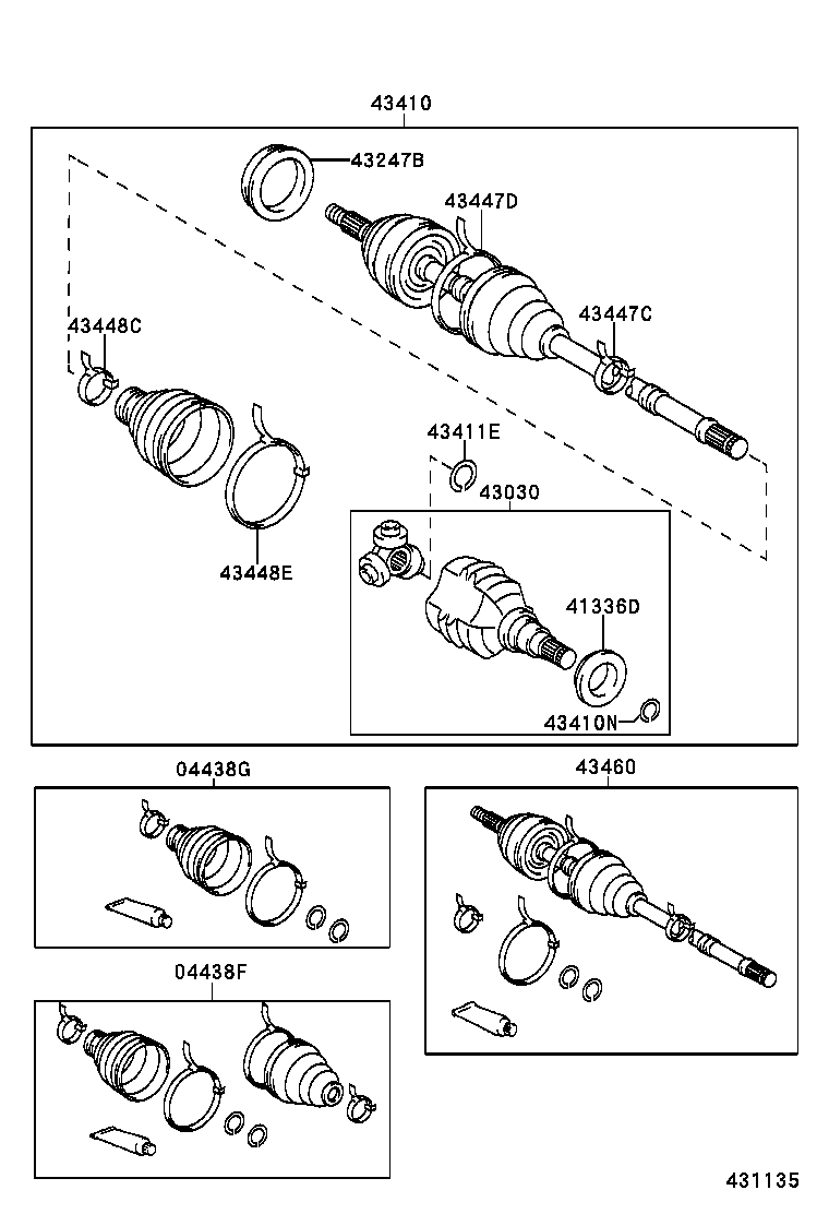 04438-42120 BOOT KIT, FRONT DRIVE SHAFT, IN & OUTBOARD, RH product image