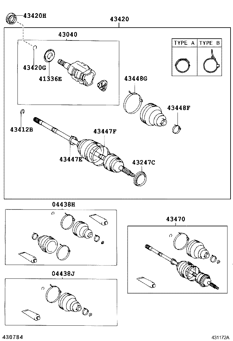43470-49236 SHAFT ASSY, FRONT DRIVE OUTBOARD JOINT, RH product image