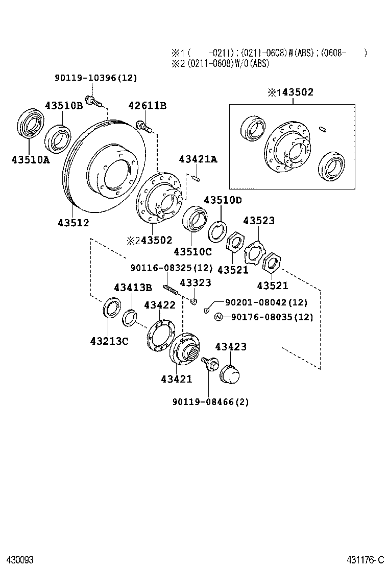 43503-29026 HUB SUB-ASSY, FRONT AXLE product image