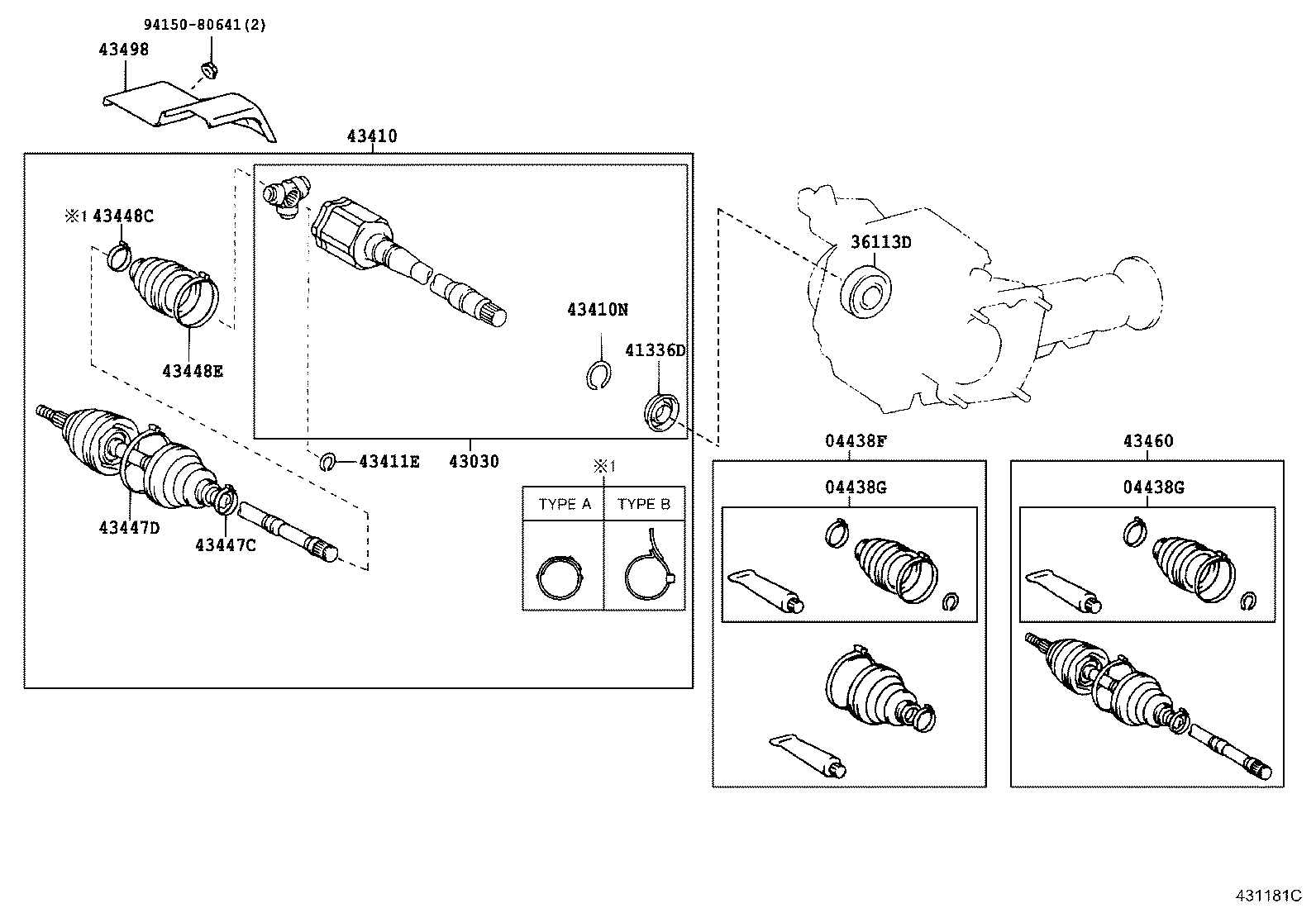 04428-58030 BOOT KIT, FRONT DRIVE SHAFT, IN & OUTBOARD, RH product image