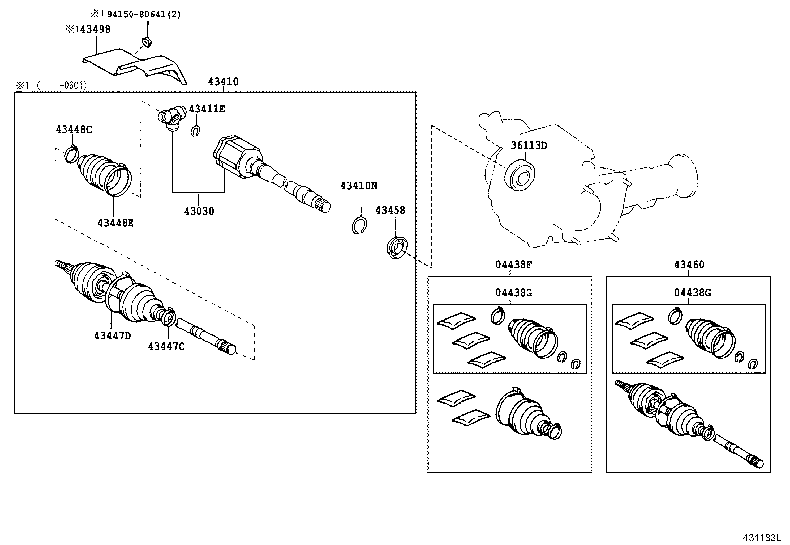 04428-58030 BOOT KIT, FRONT DRIVE SHAFT, IN & OUTBOARD, RH product image