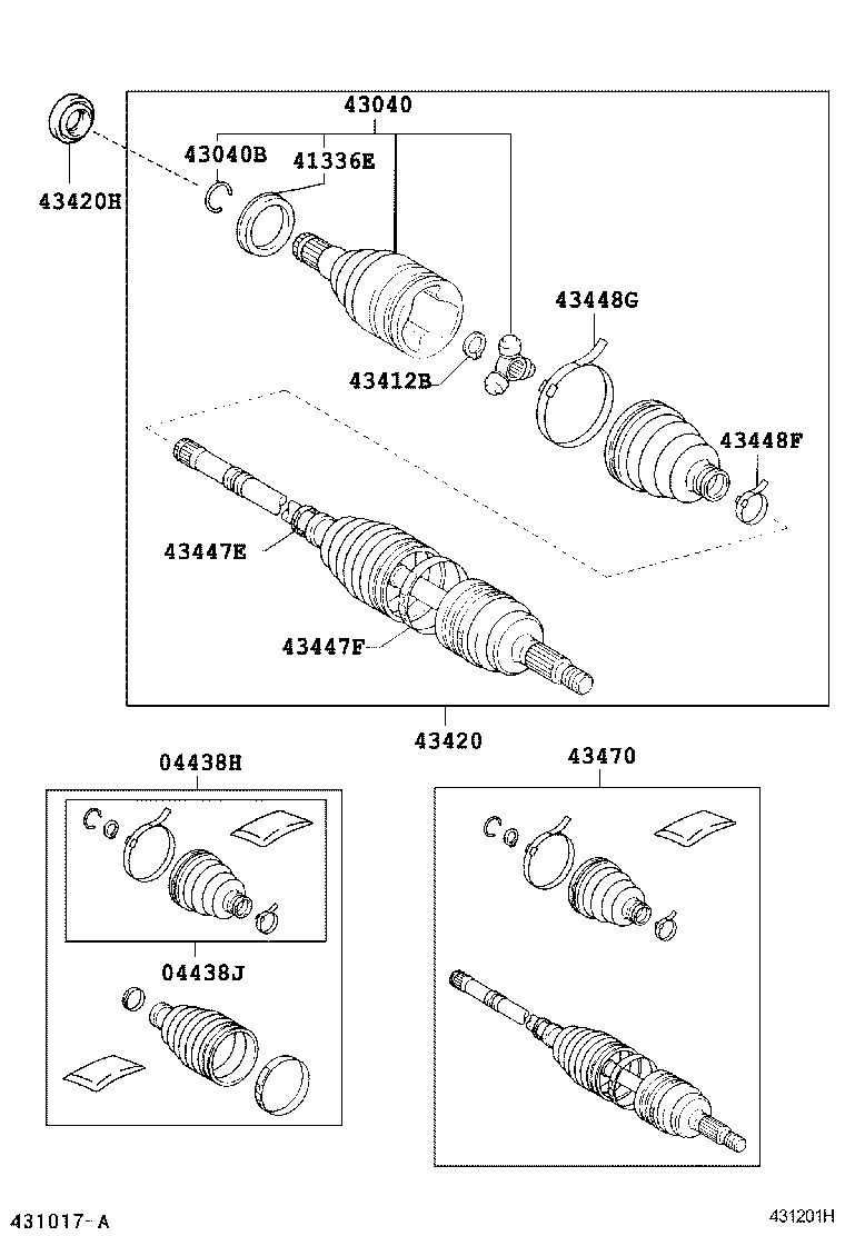 04428-52330 BOOT KIT, FRONT DRIVE SHAFT, IN & OUTBOARD, LH product image