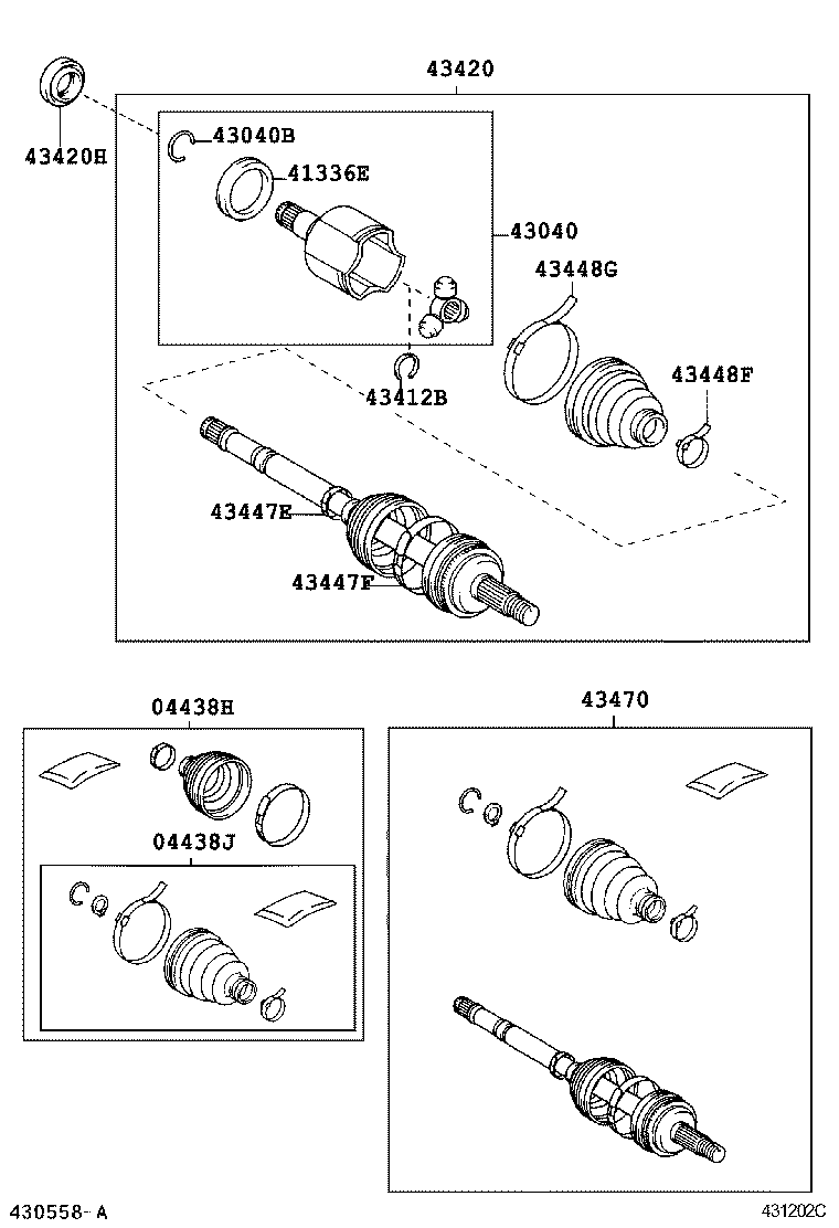 04428-52330 BOOT KIT, FRONT DRIVE SHAFT, IN & OUTBOARD, LH product image