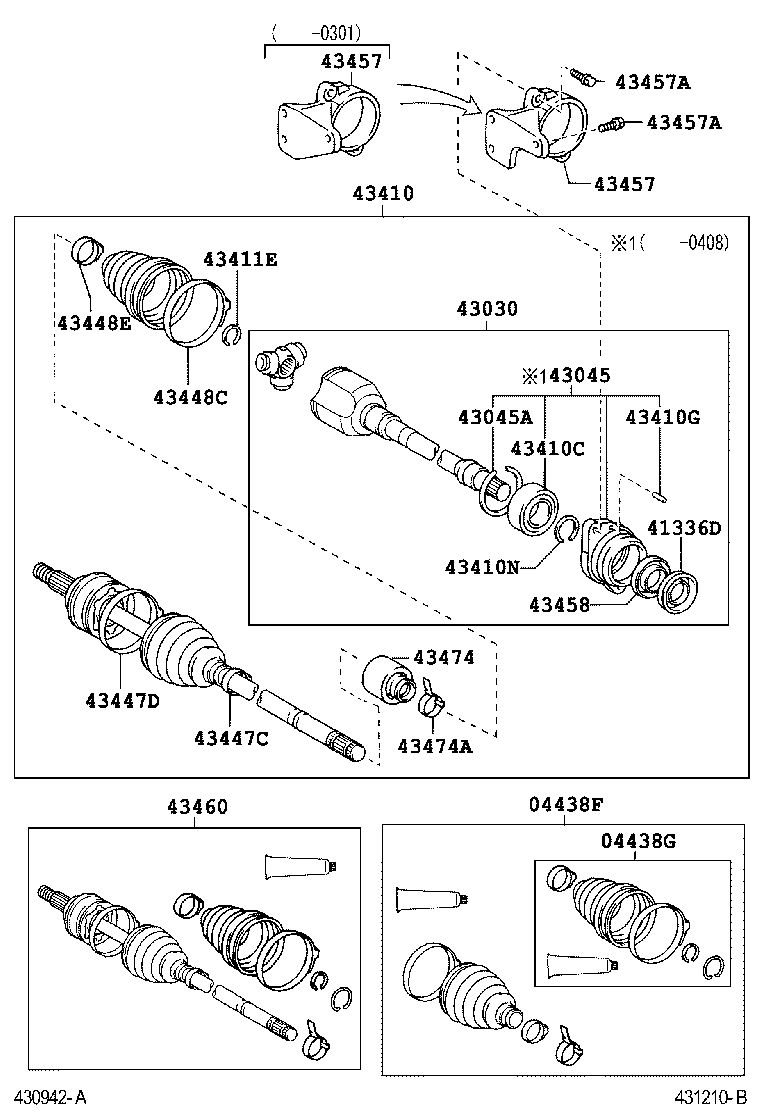 04427-02240 BOOT KIT, FRONT DRIVE SHAFT, IN & OUTBOARD, RH product image