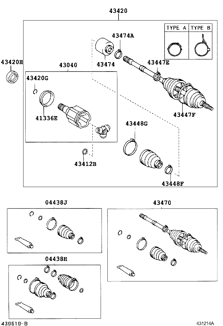 04428-58060 BOOT KIT, FRONT DRIVE SHAFT, IN & OUTBOARD, RH product image