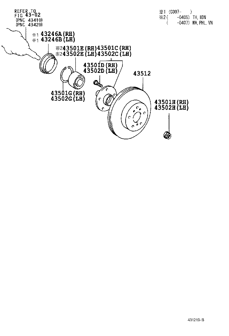 43502-06050 HUB SUB-ASSY, FRONT AXLE, RH product image