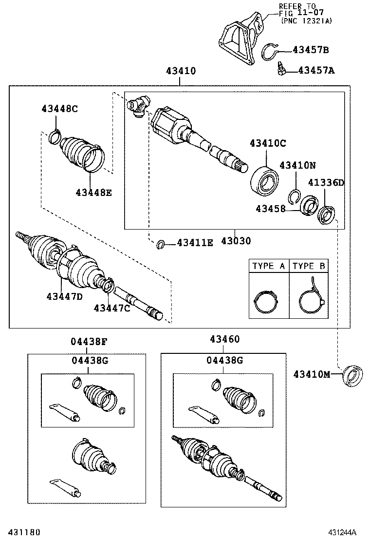 04428-48120 BOOT KIT, FRONT DRIVE SHAFT, IN & OUTBOARD, RH product image