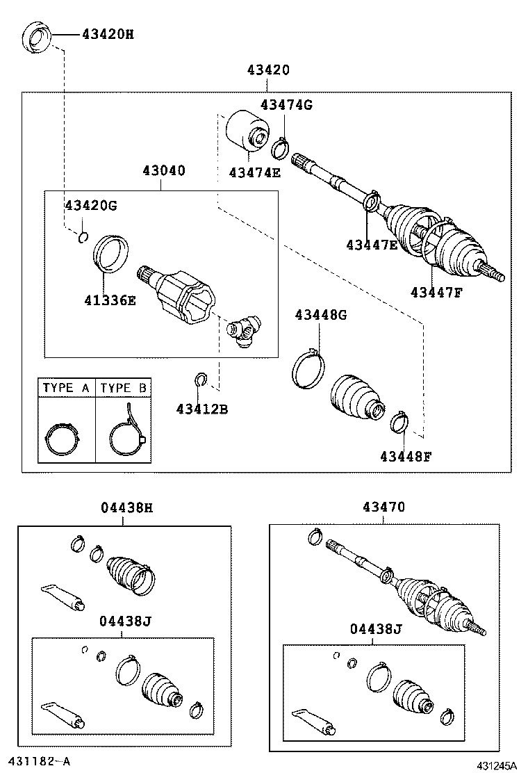 04428-48120 BOOT KIT, FRONT DRIVE SHAFT, IN & OUTBOARD, RH product image