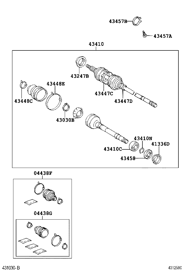 04438-06160 BOOT KIT, FRONT DRIVE SHAFT, IN & OUTBOARD, RH product image