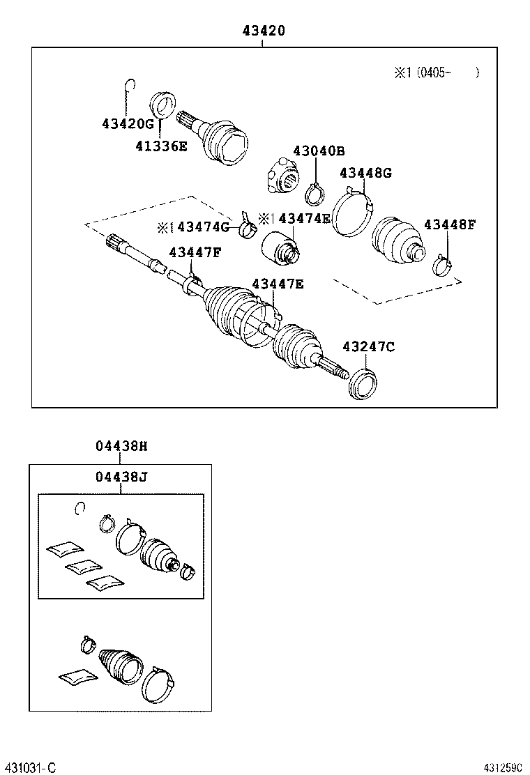 04438-06160 BOOT KIT, FRONT DRIVE SHAFT, IN & OUTBOARD, RH product image