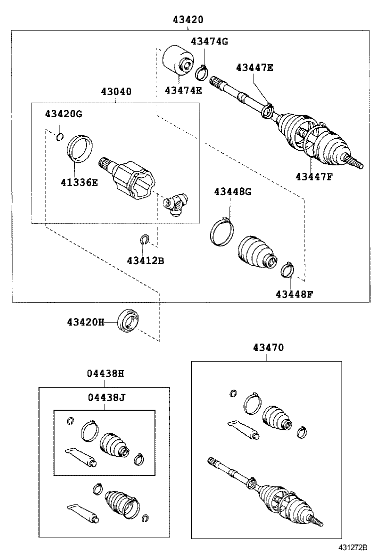 04427-68040 BOOT KIT, FRONT DRIVE SHAFT, IN & OUTBOARD, RH product image