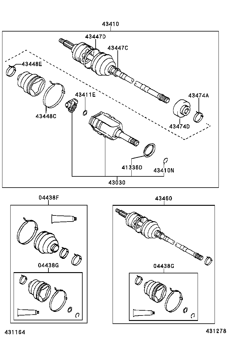 04427-02340 BOOT KIT, FRONT DRIVE SHAFT, IN & OUTBOARD, RH product image
