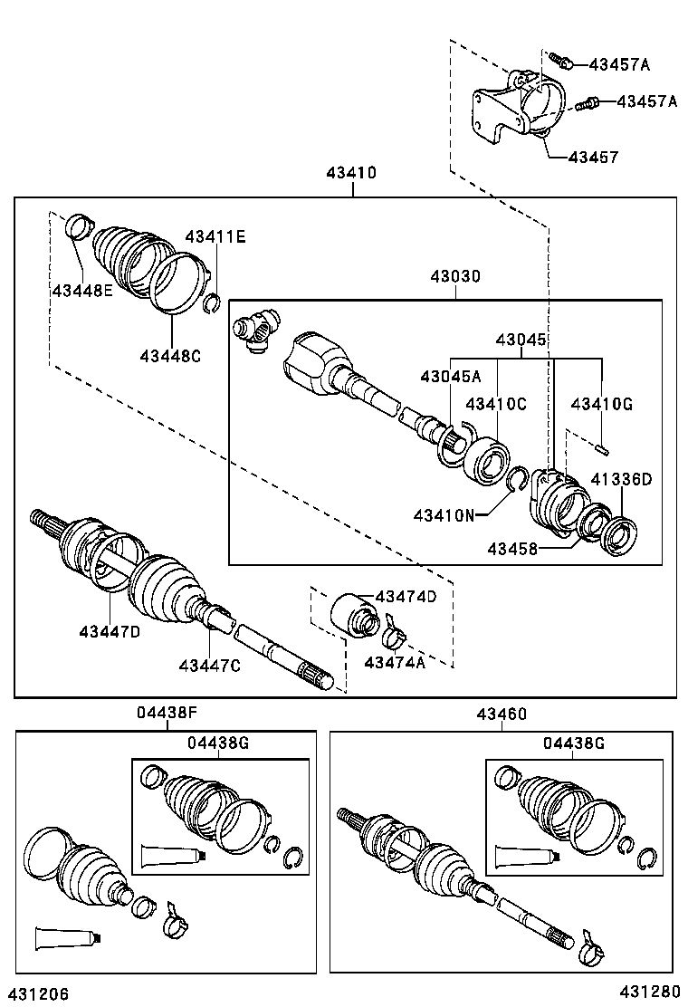 04427-02340 BOOT KIT, FRONT DRIVE SHAFT, IN & OUTBOARD, RH product image