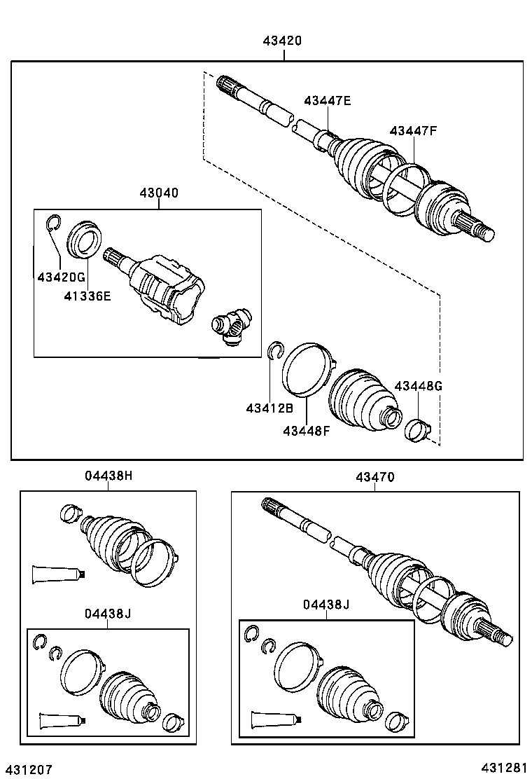 04427-02340 BOOT KIT, FRONT DRIVE SHAFT, IN & OUTBOARD, RH product image