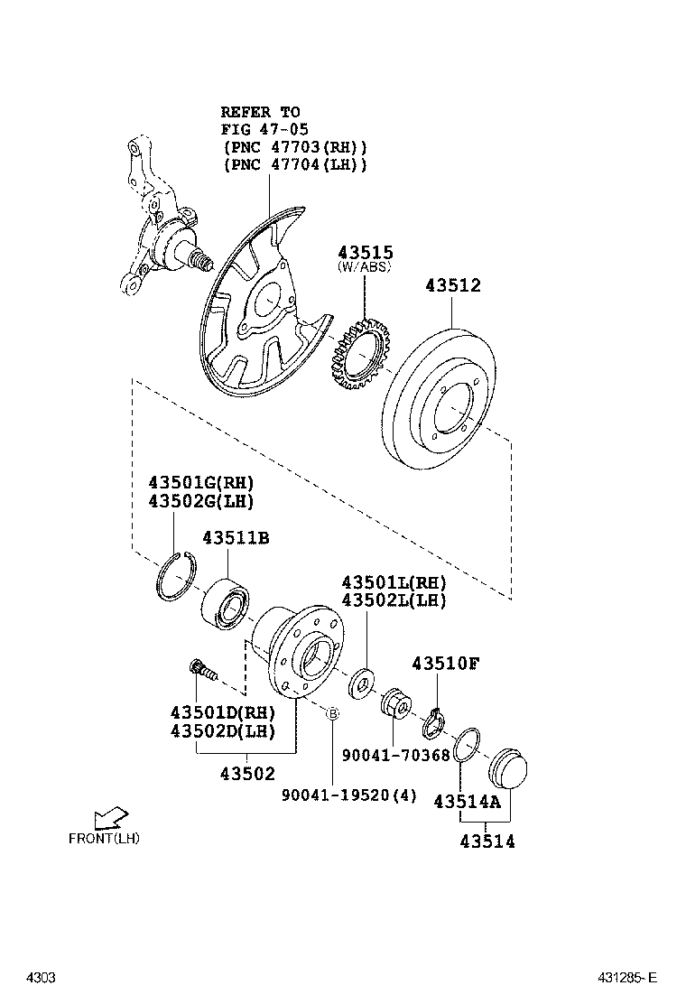 Toyota 43515-B0010 ROTOR, SKID CONTROL, FRONT