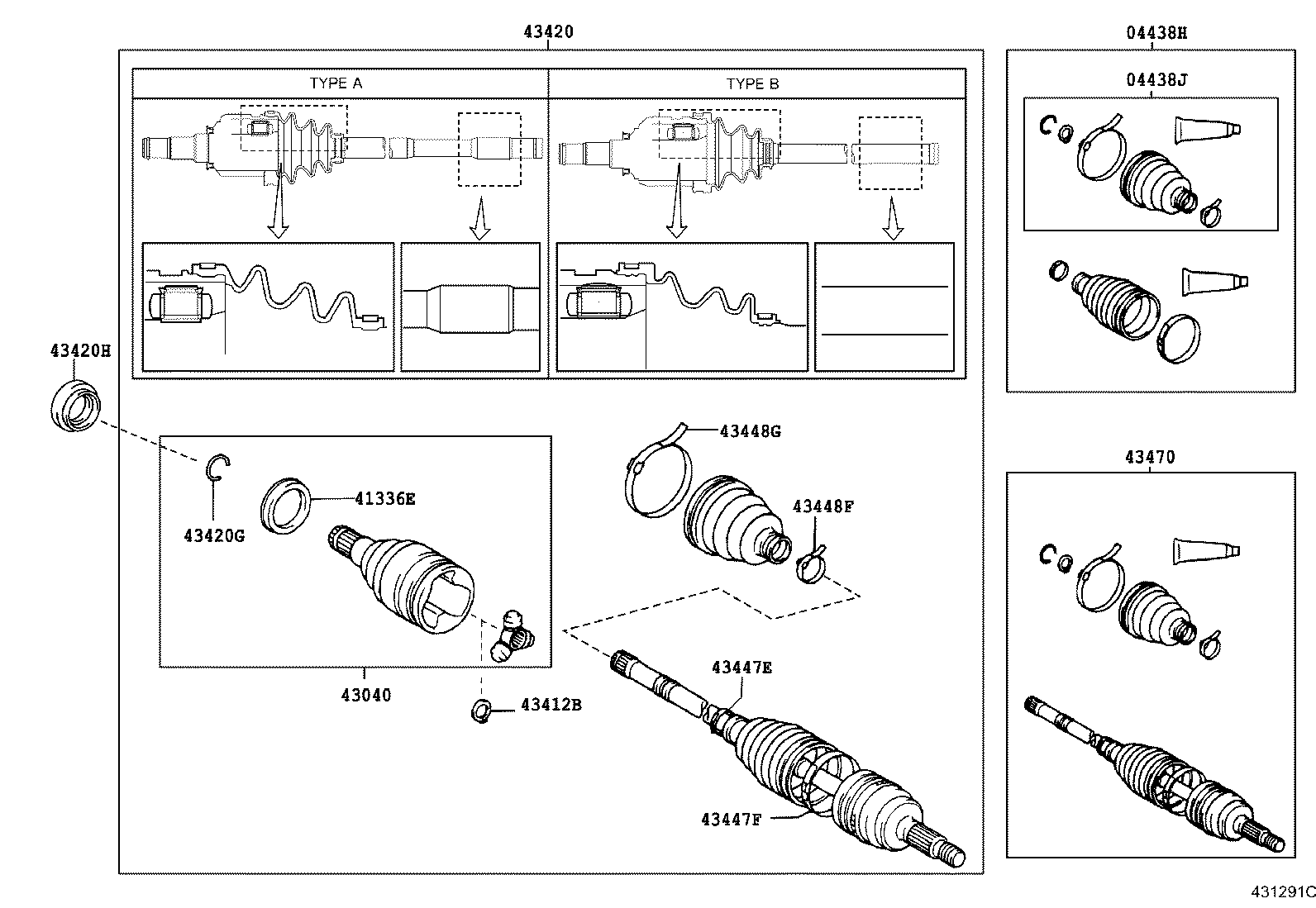 04427-12100 BOOT KIT, FRONT DRIVE SHAFT, IN & OUTBOARD, RH product image