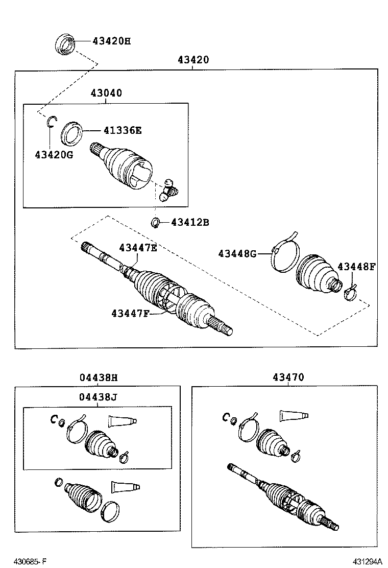 04427-12100 BOOT KIT, FRONT DRIVE SHAFT, IN & OUTBOARD, RH product image