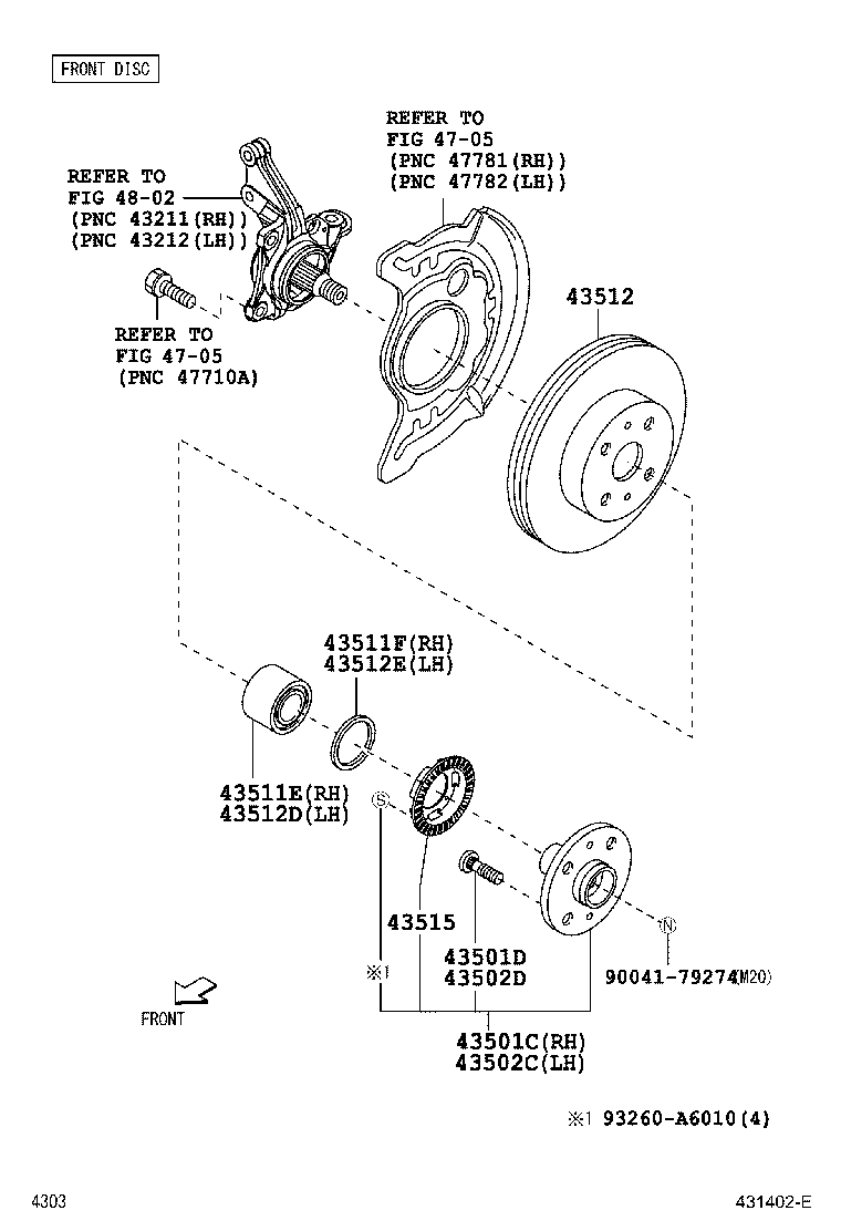 43502-B2010 HUB SUB-ASSY, FRONT AXLE, RH product image