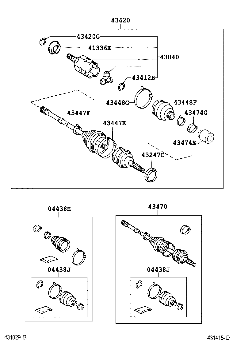 04428-06190 BOOT KIT, FRONT DRIVE SHAFT, IN & OUTBOARD, LH product image