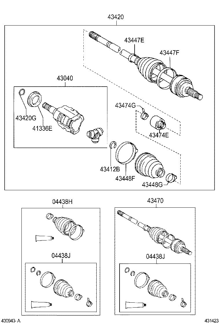04427-02240 BOOT KIT, FRONT DRIVE SHAFT, IN & OUTBOARD, RH product image