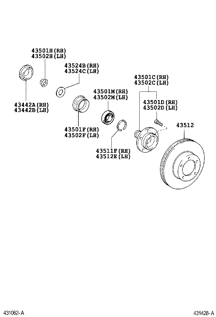 Toyota 43524-35020 SPACER, FRONT WHEEL INNER BEARING, RH