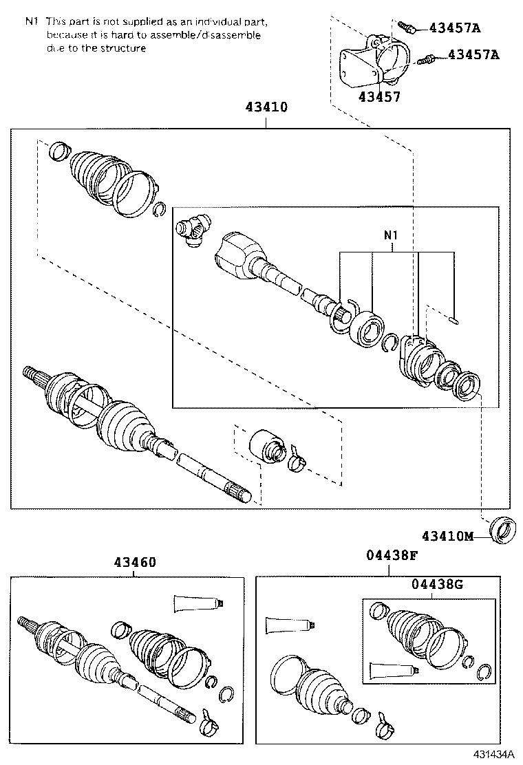 04438-02220 BOOT KIT, FRONT DRIVE SHAFT, IN & OUTBOARD, RH product image