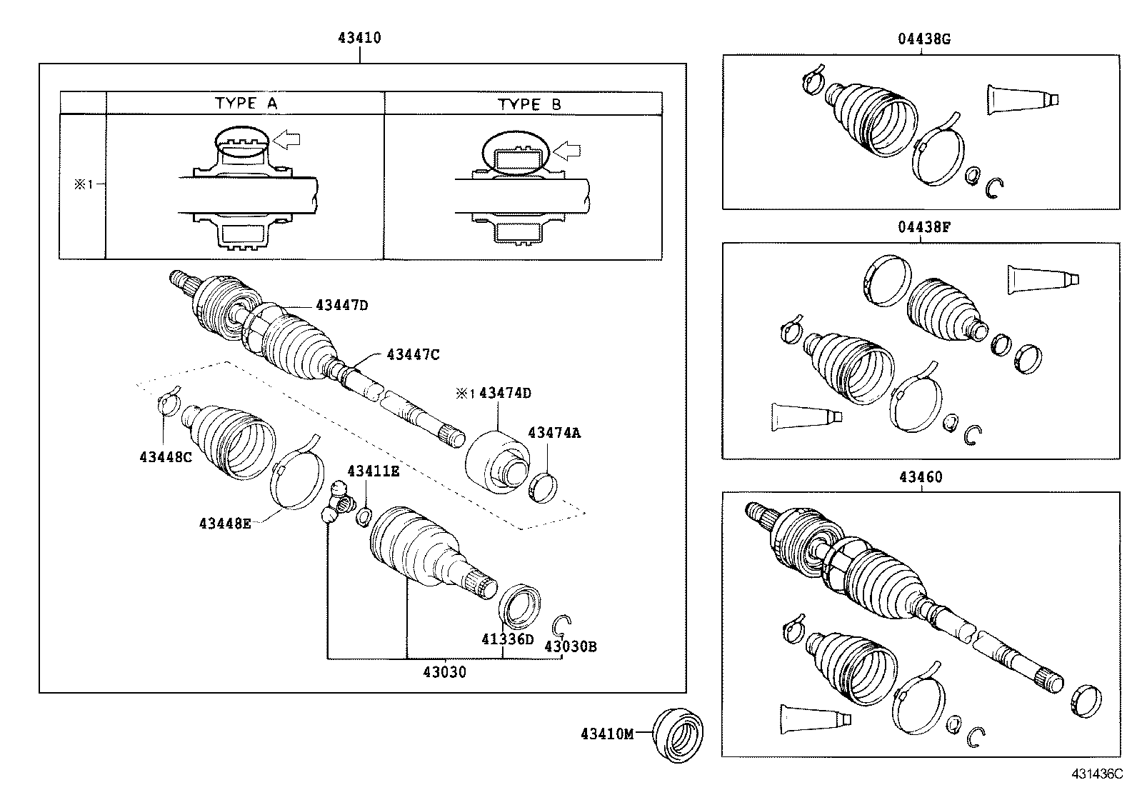 43410-52131 SHAFT ASSY, FRONT DRIVE, RH product image