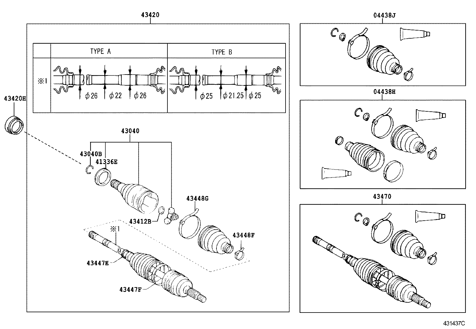 43410-52131 SHAFT ASSY, FRONT DRIVE, RH product image