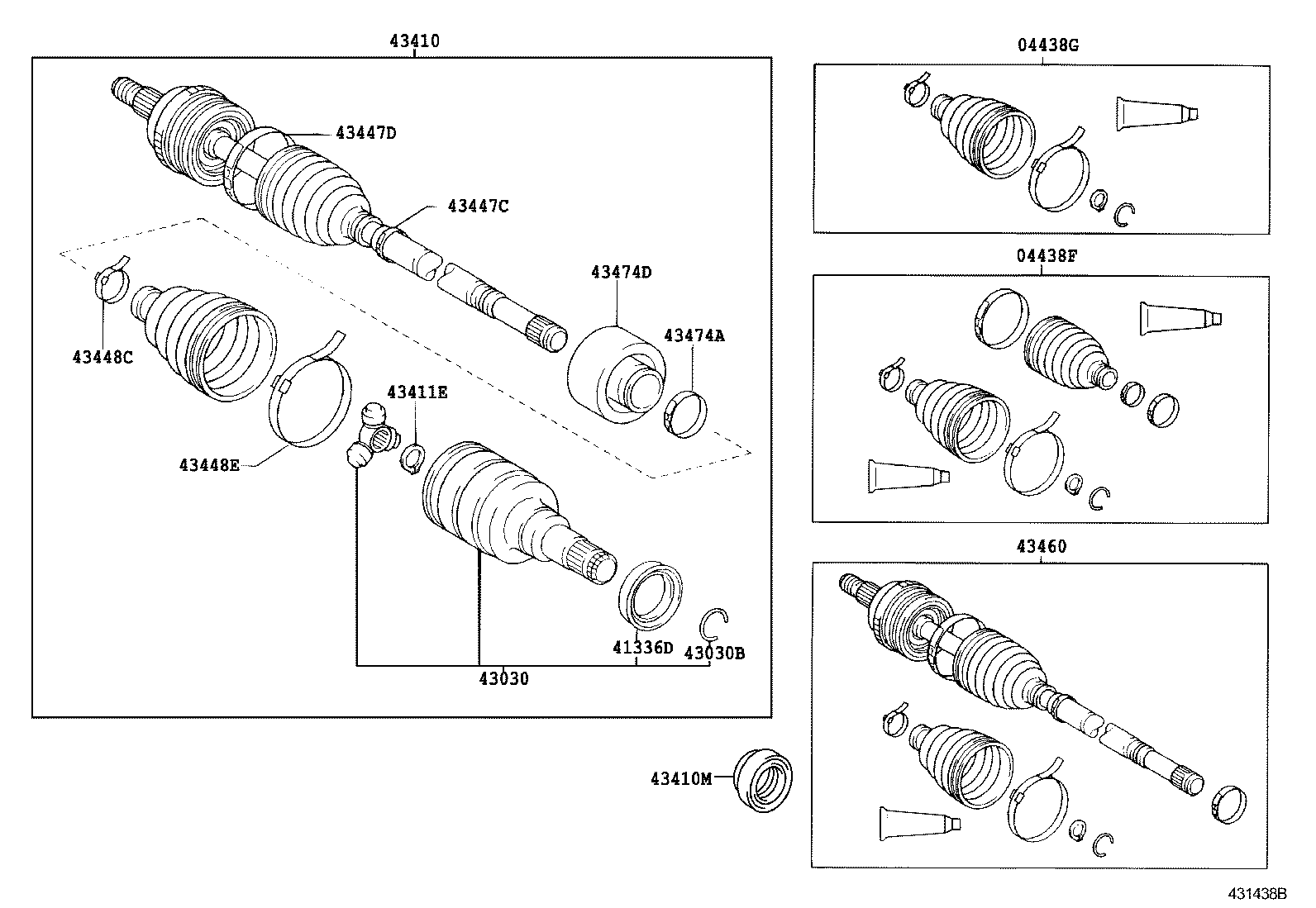 43410-52131 SHAFT ASSY, FRONT DRIVE, RH product image