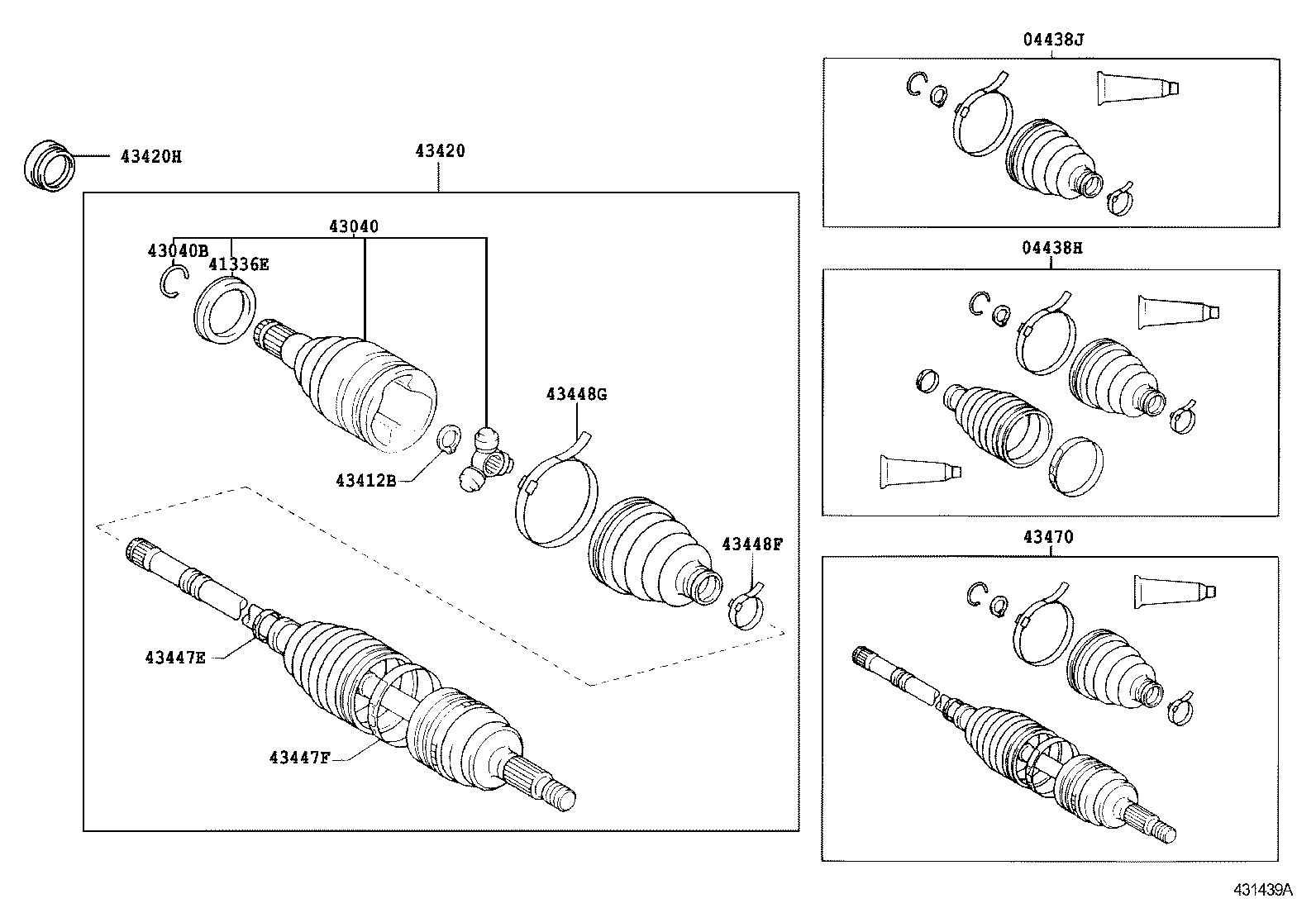 43410-52131 SHAFT ASSY, FRONT DRIVE, RH product image