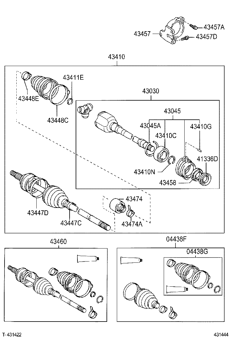 04427-02240 BOOT KIT, FRONT DRIVE SHAFT, IN & OUTBOARD, RH product image