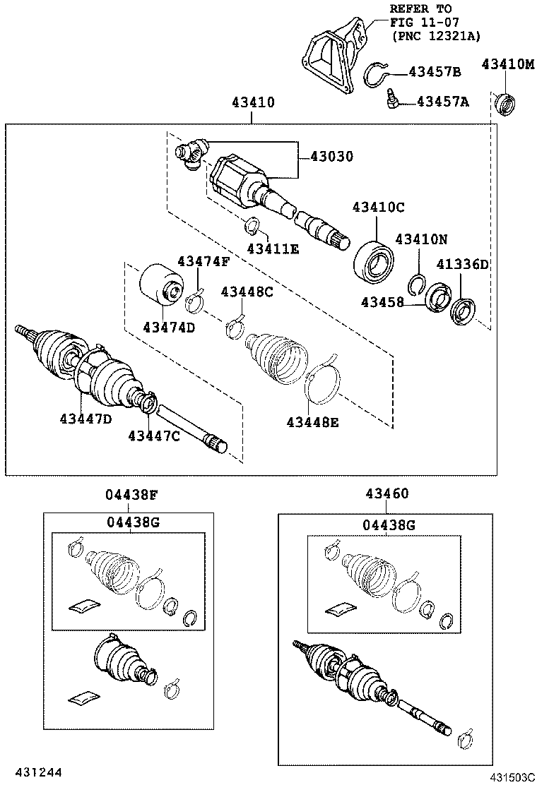 04428-48030 BOOT KIT, FRONT DRIVE SHAFT, IN & OUTBOARD, LH product image