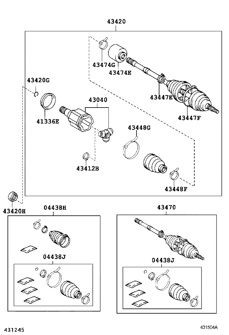 04428-48030 BOOT KIT, FRONT DRIVE SHAFT, IN & OUTBOARD, LH product image
