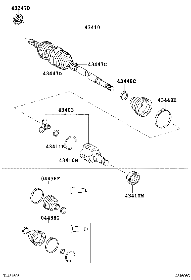 43430-37020 SHAFT ASSY, FRONT DRIVE, RH product image