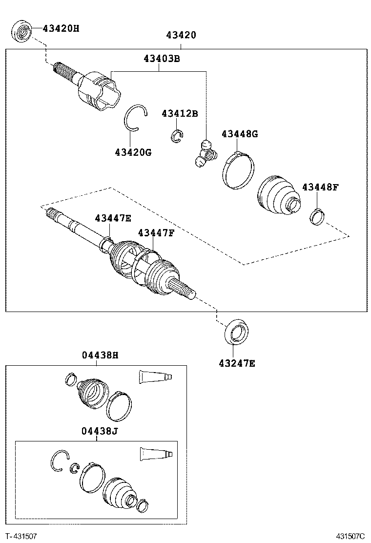 43430-37020 SHAFT ASSY, FRONT DRIVE, RH product image