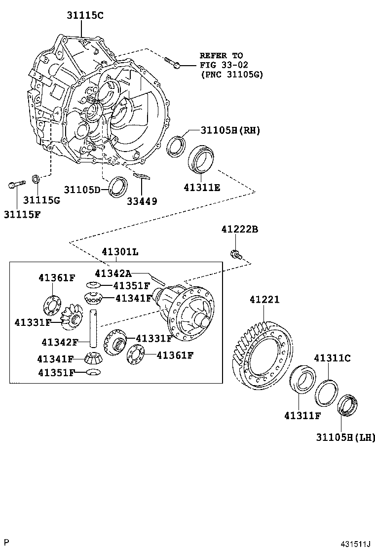 41300-02040 CASE ASSY, FRONT DIFFERENTIAL, W/RING GEAR product image