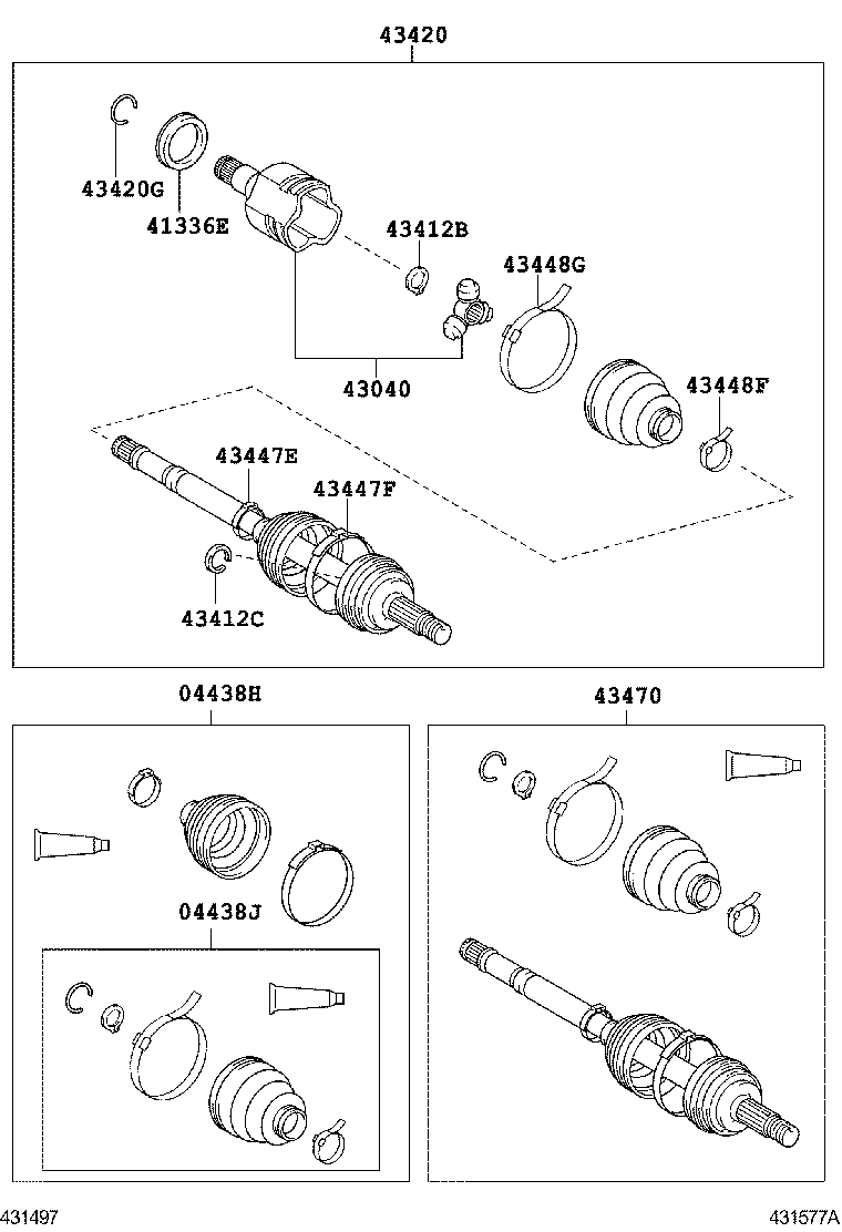 04427-0D170 BOOT KIT, FRONT DRIVE SHAFT, IN & OUTBOARD, RH product image