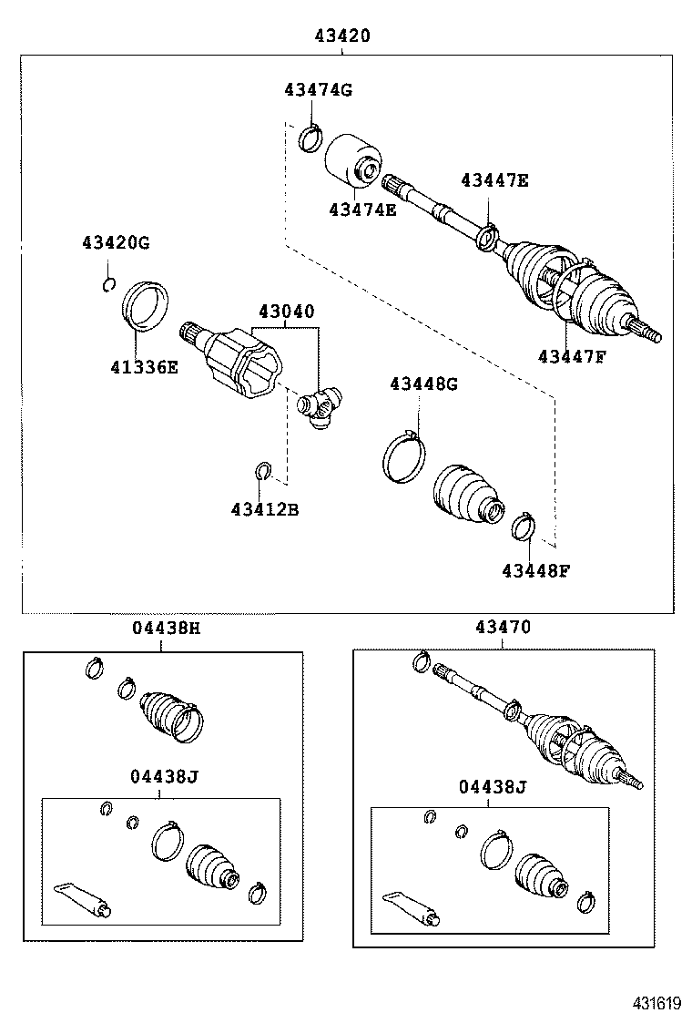 04428-06370 BOOT KIT, FRONT DRIVE SHAFT, IN & OUTBOARD, LH product image