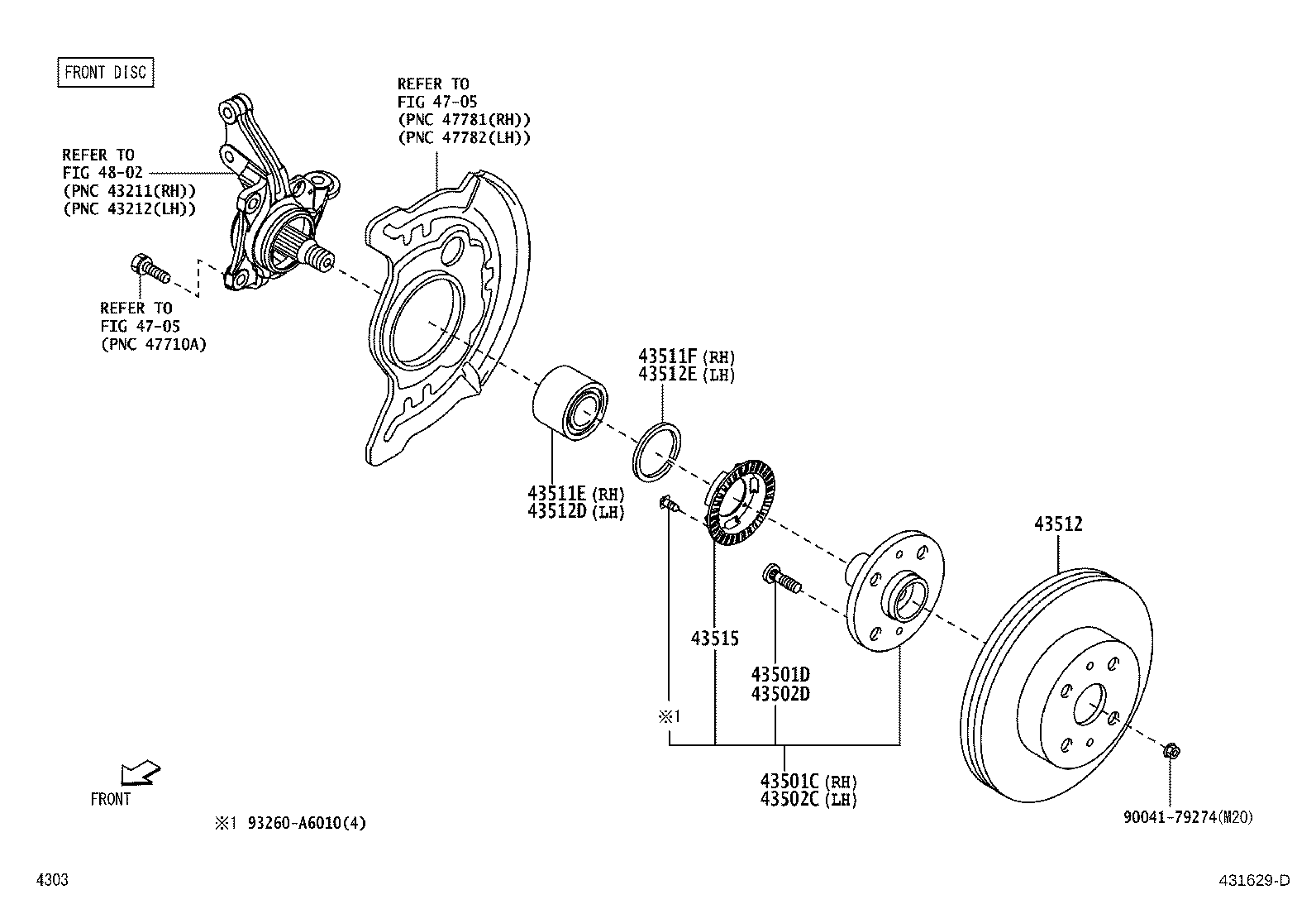 43502-B1020 HUB SUB-ASSY, FRONT AXLE, RH product image