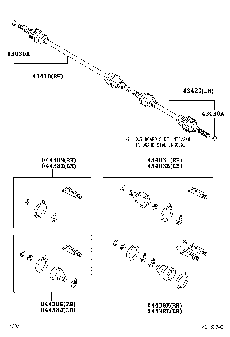 Toyota 43410-B4010 SHAFT ASSY, FRONT DRIVE, RH