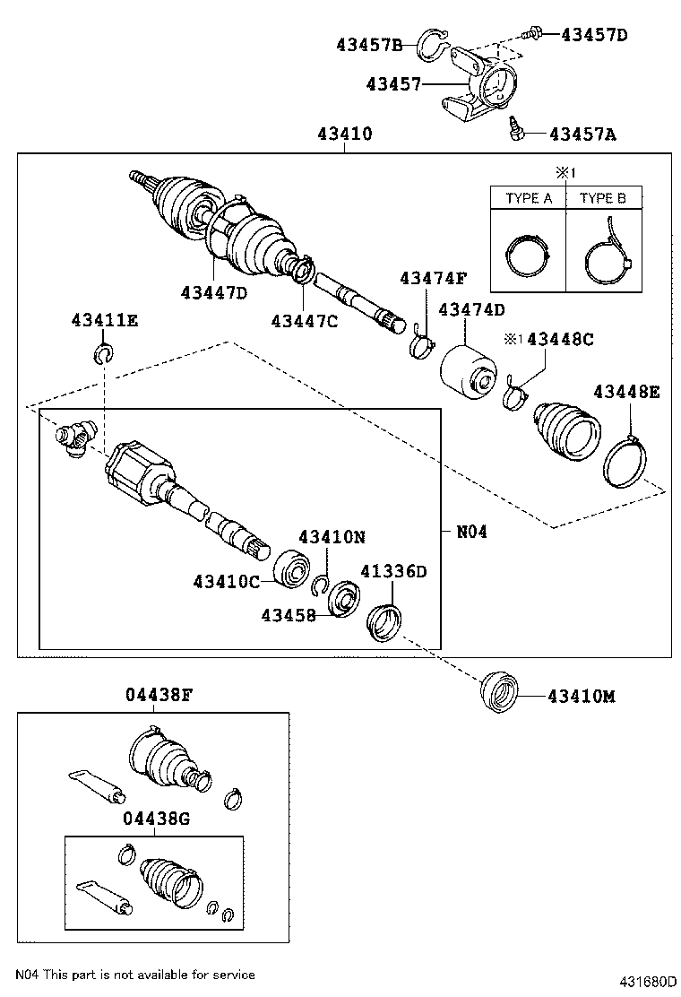 Toyota 43410-33310 SHAFT ASSY, FRONT DRIVE, RH