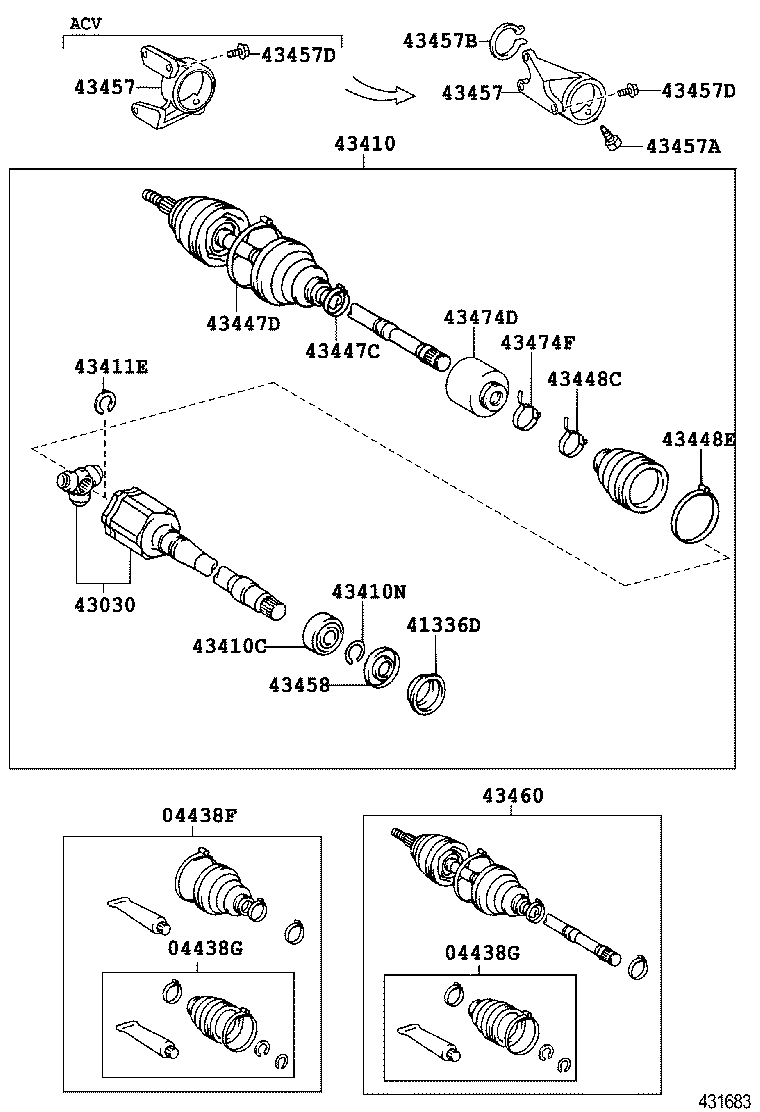 04428-06370 BOOT KIT, FRONT DRIVE SHAFT, IN & OUTBOARD, LH product image